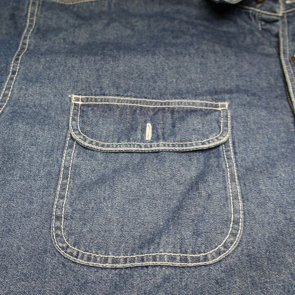 Levis Shirt Jacket Mens XL Blue Denim Sherpa Fleece Lined Western Button Up Work - Picture 3 of 14